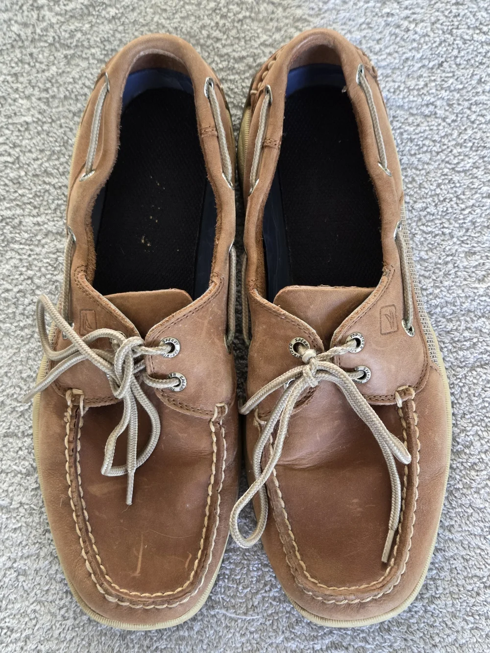 Sperry Men's Brown Leather Boat Shoes - Classic Lace-Up Size 11M